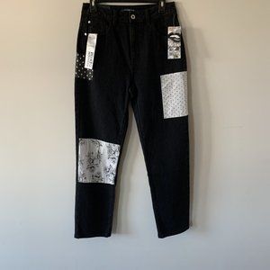 MAMBA JEANS PatchWork Mom Denim Jeans Black 9/29